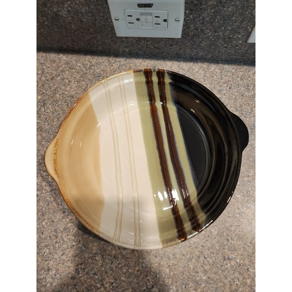 Home‎ Trendz Glazed Pottery Decorative Serving Bowl Dish Earthy Colors